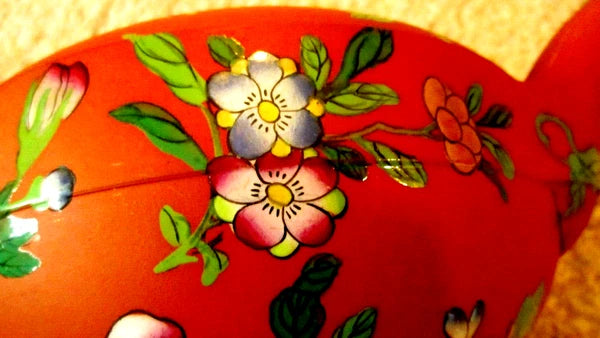 RARE Antique Wedgwood Pottery Enamel Rosso Antico Chinoiserie Teapot w Lid