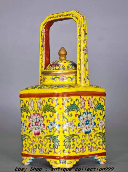 7.2" Yongzheng Enamel Colour Porcelain Gilt Flower Pattern Wine Tea Pot Flagon