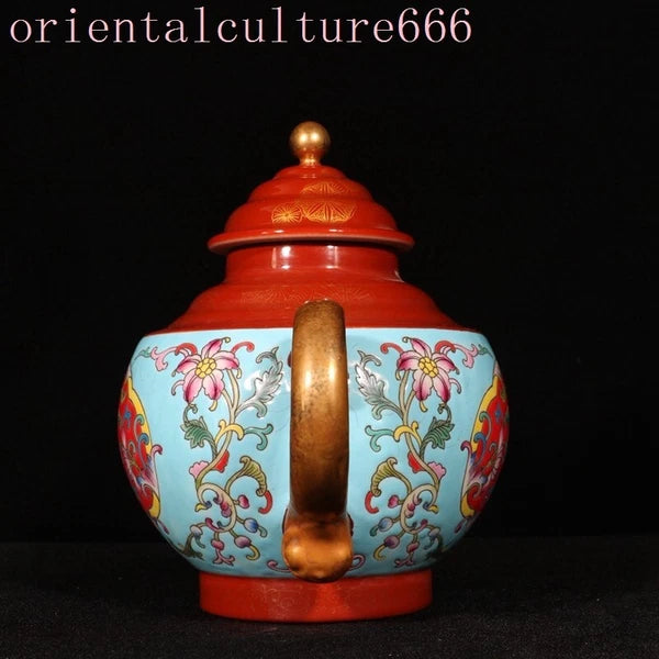 China Dynasty cloisonne enamel porcelain gilt flowers Pattern Tea makers Tea Pot