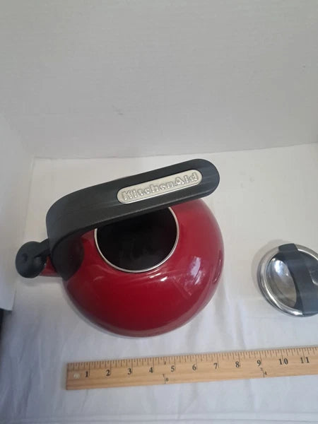 Kitchen Aid Porcelain Teapot White Whistling Gas & Electric Stove Top...