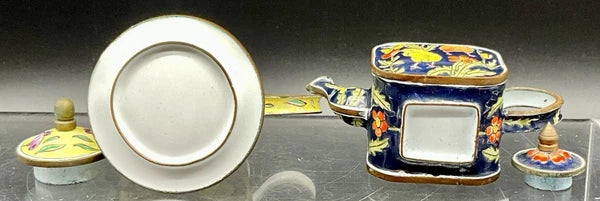 Vintage Enameled Cooper Mini Teapots (2)