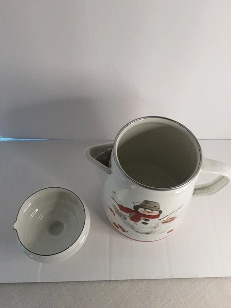 Enamelware Coffee Cocoa tea Pot Mitford Jan Karon Hallmark 8.5 " Tall  Holidays