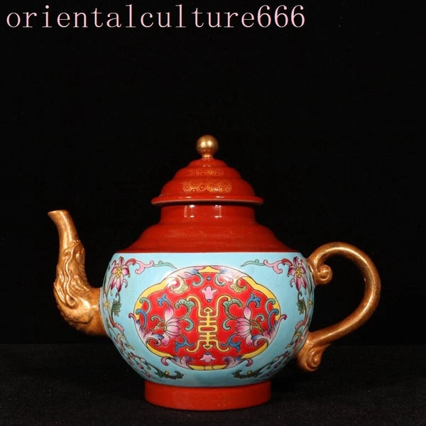 China Dynasty cloisonne enamel porcelain gilt flowers Pattern Tea makers Tea Pot