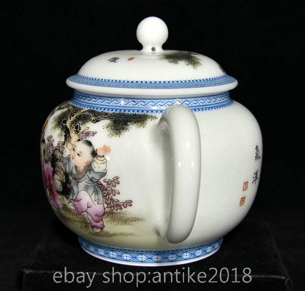 5.6" Old Chinese Yongzheng Enamel Porcelain Dynasty Child Play Tea Pot Kettle