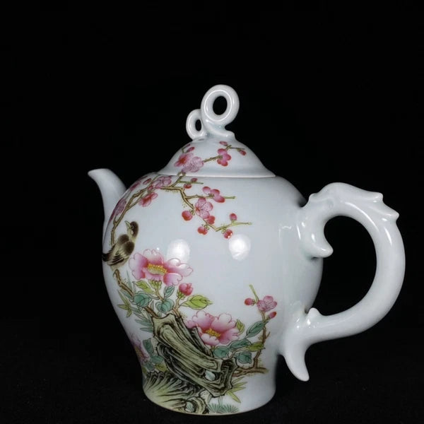 Chinese Enamel Colour Porcelain HandPainted Exquisite Flower&Bird Teapot 24729