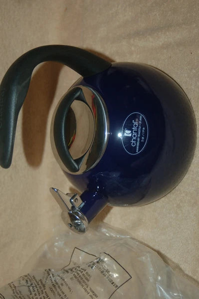 Chantal Enamel On Steel Whistling Teakettle Cobalt Navy Blue New in Open Box 2qt