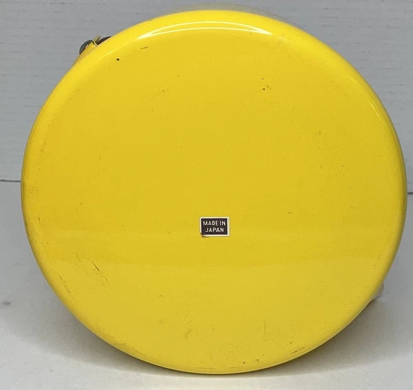 Vintage 1970’s Sunny Yellow Enamelware Tea Kettle With Wood Handle And Knob