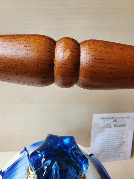 💙 Mackenzie Childs Blue Royal Check Enamel Tea Kettle Teapot - New