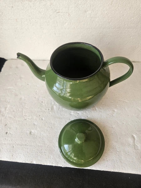 RRR RARE Vintage  Green Enamelware Teapot 1958