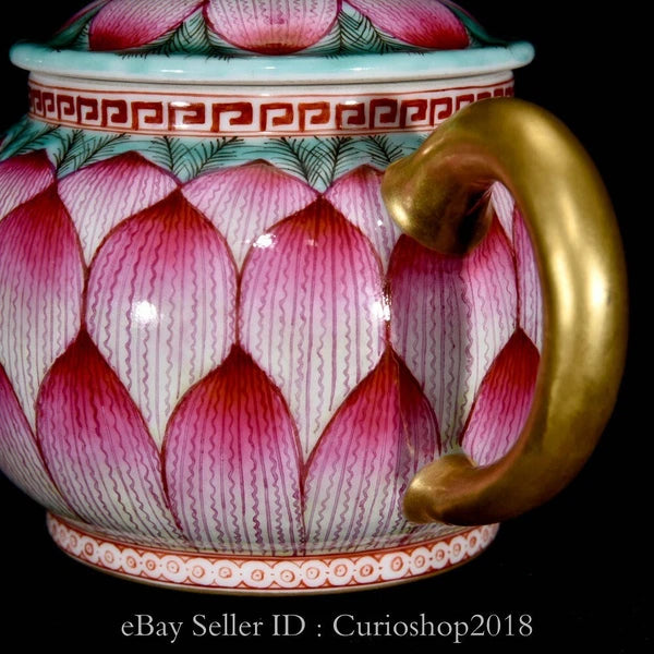 6.4" Qing Qianlong Marked Enamel Colour Porcelain Lotus Wine Tea Pot Flagon