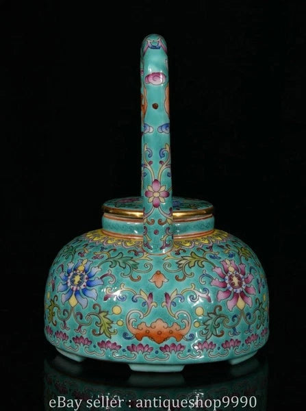 5.4" Qing Yongzheng Marked Enamel Colour Porcelain Flower Wine Tea Pot Flagon