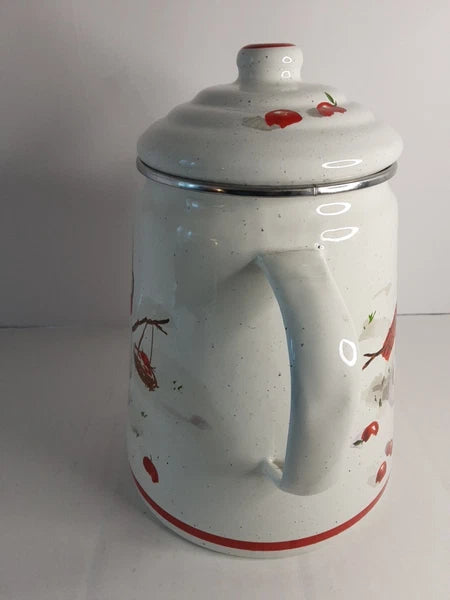 Enamelware Coffee Cocoa tea Pot Mitford Jan Karon Hallmark 8.5 " Tall  Holidays