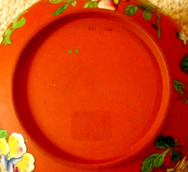 RARE Antique Wedgwood Pottery Enamel Rosso Antico Chinoiserie Teapot w Lid