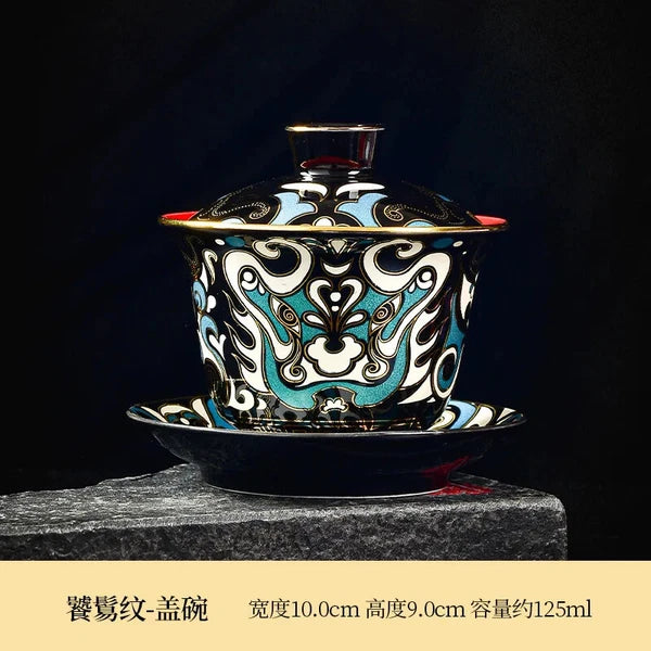 Gold and Silver Gilded Gaiwan, High-Grade Teapot, Porcelain Vintage Teapot
