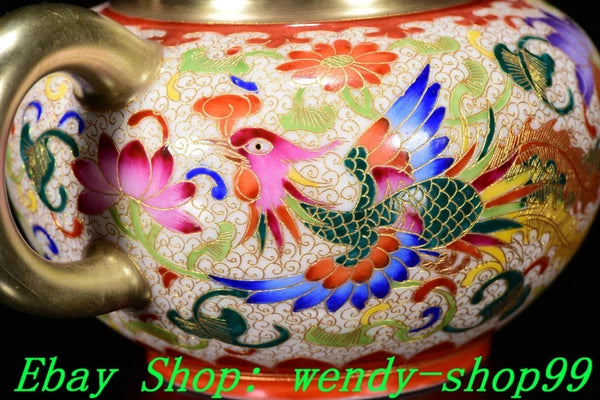 6" YongZheng Colour Enamel Porcelain Gilt Dragon Phoenix Wine Tea Pot Flagon