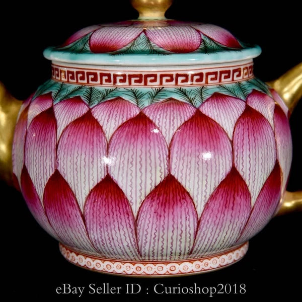 6.4" Qing Qianlong Marked Enamel Colour Porcelain Lotus Wine Tea Pot Flagon