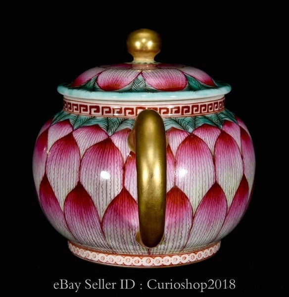 6.4" Qing Qianlong Marked Enamel Colour Porcelain Lotus Wine Tea Pot Flagon