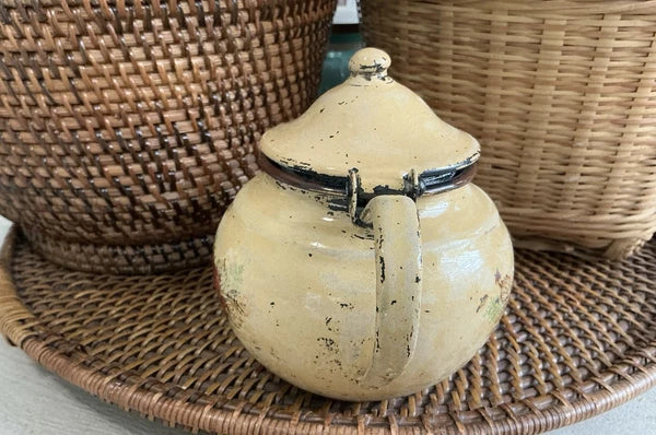 Vintage Enameled Teapot Metal From Yugoslavia
