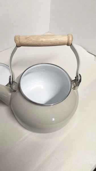 Crofton Tea Kettle Teapot Tan  Wood Handle