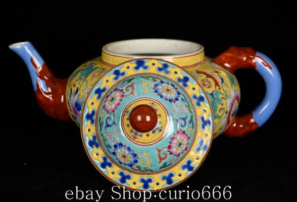 8'' Yongzheng Colour Enamel Porcelain Flower Flowers Pattern Wine Kettle Tea Pot