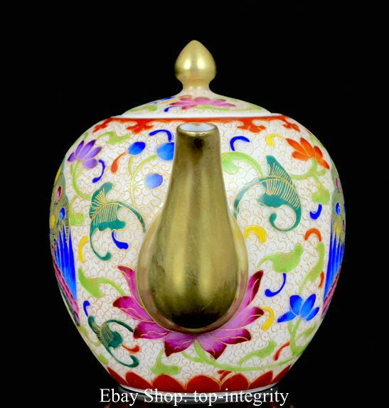 5" Marked Old China Enamel Porcelain Gilt Phoenix Peacock Teapot Teakettle