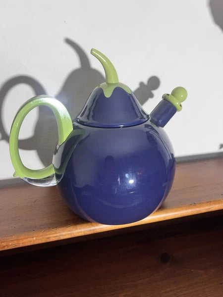 VTG Copco Eggplant Enamel  Tea Kettle,Teapot, Blue Green~Lid & Spout~ PRETTY!!