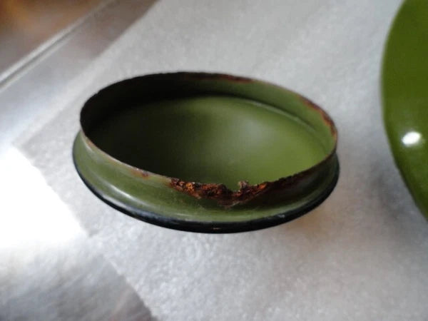 Vintage Green Enamel W/ Black Bail  Handle Made In Japan Teapot