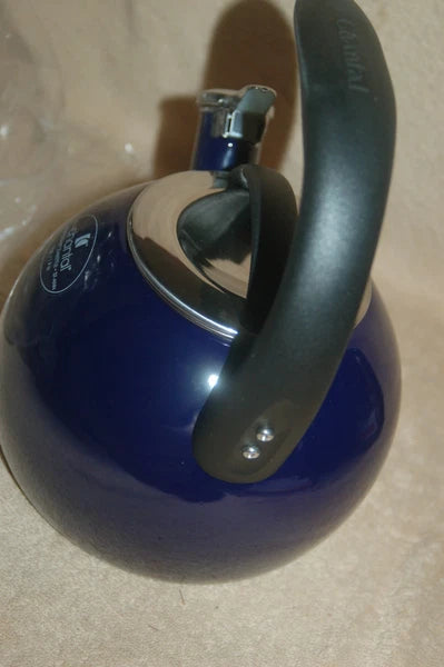 Chantal Enamel On Steel Whistling Teakettle Cobalt Navy Blue New in Open Box 2qt