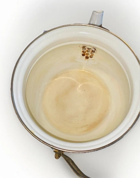 Vintage Pfaltzgraff Tea Rose Enamelware Kettle w/Lid - Black Handle - Some Rust