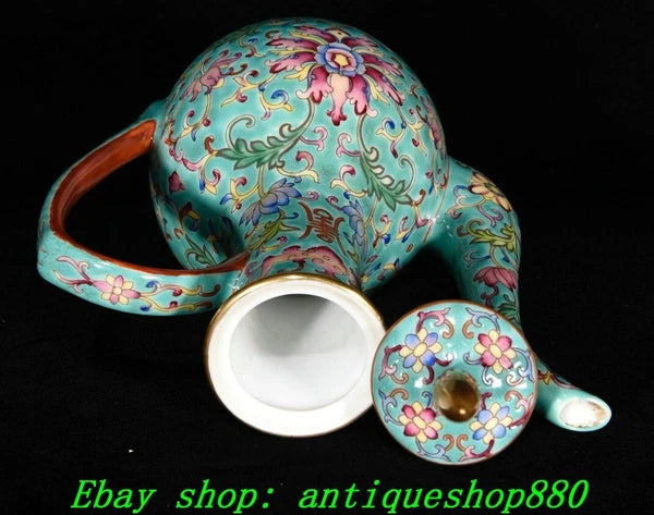 7.8''Qing Yongzheng Marked Enamel Colour Porcelain Flower Tea Pot Cup Mug Set