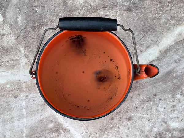 MCM Campfire Enamel Tea Kettle Coffee Pot Vintage Enamelware Teapot Bale Handle