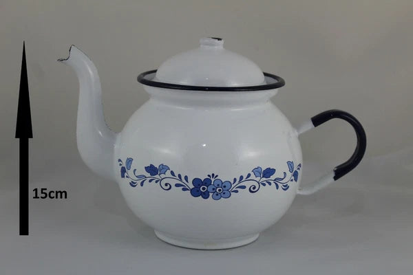 Antique Teapot Of Metal Enamel or Porcelain Metallic, Shabby Chic - Years 50-60