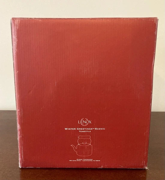 Lenox Winter Greetings Scenic Tea Kettle Enamel Cardinals NEW IN BOX!