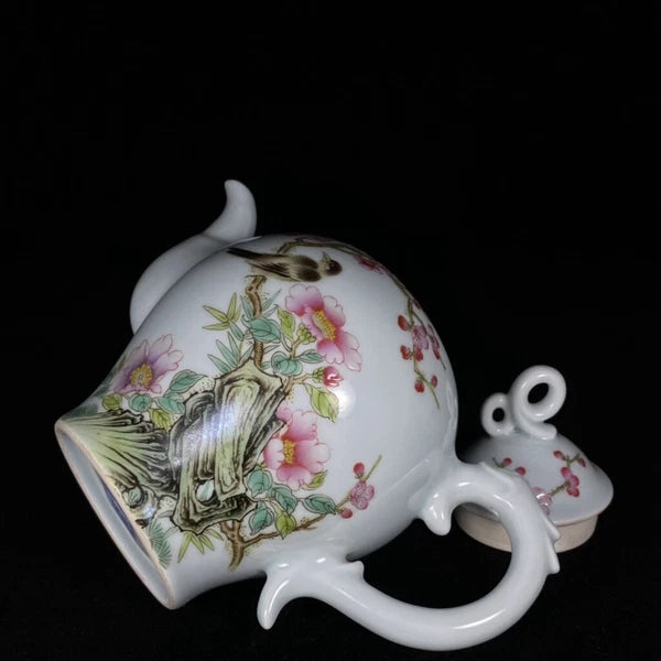 Chinese Enamel Colour Porcelain HandPainted Exquisite Flower&Bird Teapot 24729
