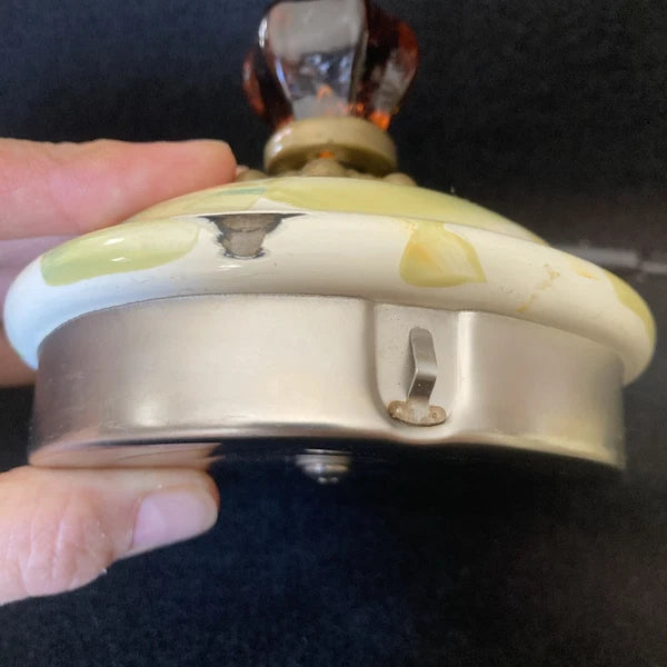 MACKENZIE-CHILDS 2 QT Teapot Kettle PARCHMENT CHECK Retired Color Enamel Loss