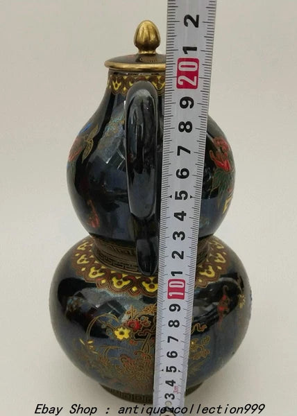 8.6" Qianlong Dynasty Enamel Colour Porcelain Gilt Flower Wine Tea Pot Flagon