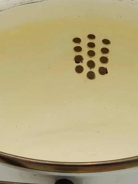 Vintage NORMANDY Enamel Metal Floral 8 Cup Teapot Tea Kettle Wood Handle 7 Inch