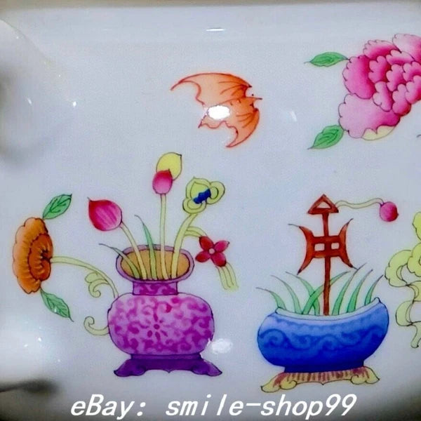 5.5" Qianlong Enamel Colour Porcelain Gilt 8 Auspicious Symbol Kettle Pot