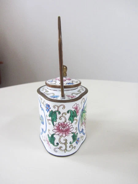 Kelvin Chen Enamel Miniature Teapot No. 868 Floral Roses Tall Handle