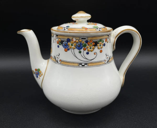 ROYAL DOULTON 1920s Art Deco Tea Set Floral Flowers Hand Painted Enameled